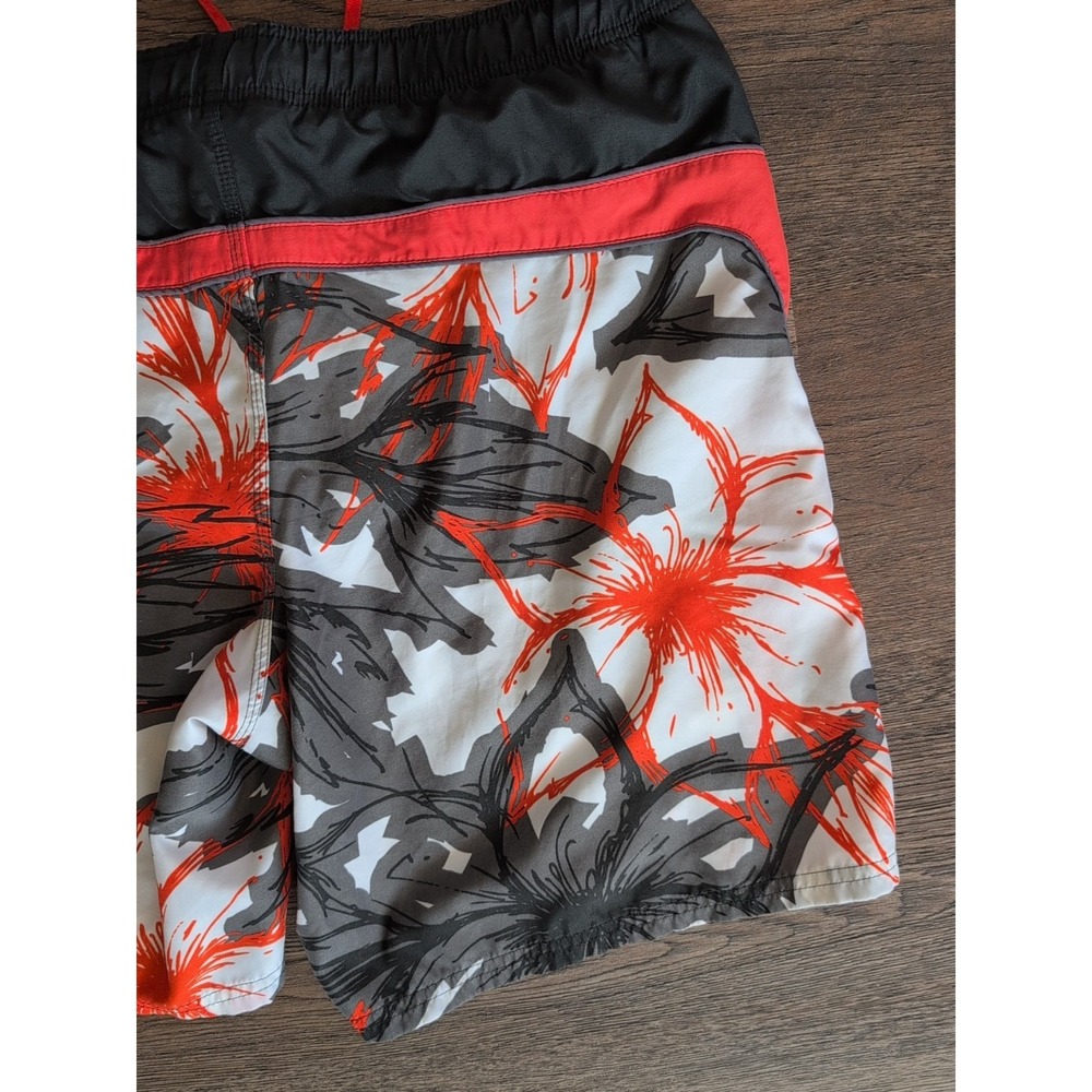 Nike Swim Mens Board Shorts Floral Tropical Print Orange Grey White Size Medium - Picture 11 of 14